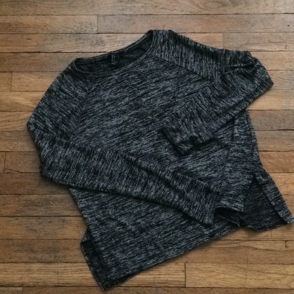 Gray and Black Long Sleeve Shirt